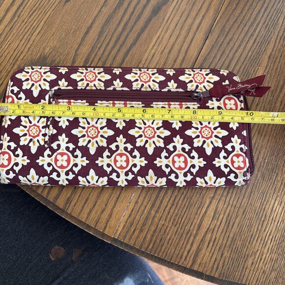 Vera Bradley Wallet Burgundy Zip Coin Purse Pouch Bag Bifold - Picture 7 of 8